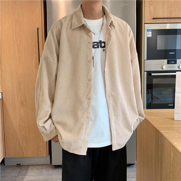 men's casual shirts qiwn fall corduroy shirt long sleeve loose jacket men button down for, White;black
men's casual shirts qiwn fall corduroy shirt long sleeve loose jacket men button down for, White;black