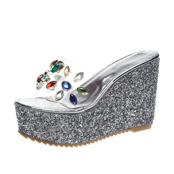 2021summer women decorating rhinestone high heel slippery fish mouth sandals wedges slippers cool colorful shoes woman dress, Black
2021summer women decorating rhinestone high heel slippery fish mouth sandals wedges slippers cool colorful shoes woman dress, Black