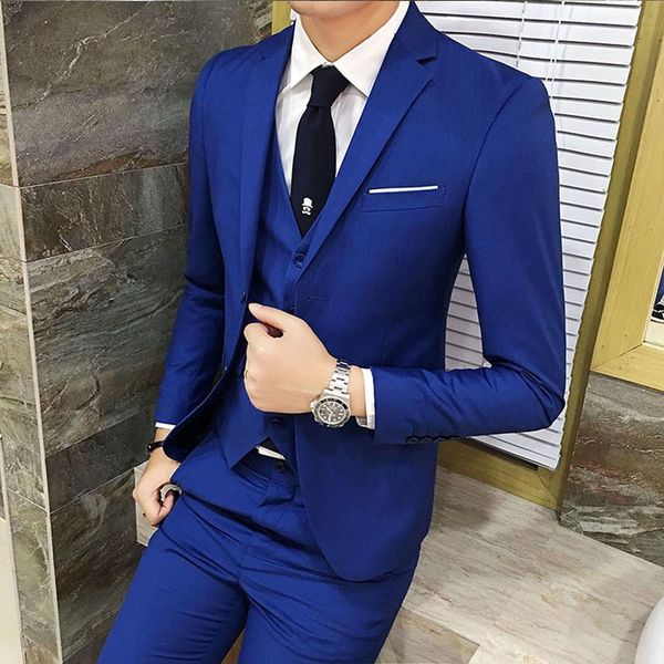 men's suits & blazers royal men suit 3 pcs set fashion boutique single button solid color wedding dress slim business banquet formal, White;black
men's suits & blazers royal men suit 3 pcs set fashion boutique single button solid color wedding dress slim business banquet formal, White;black