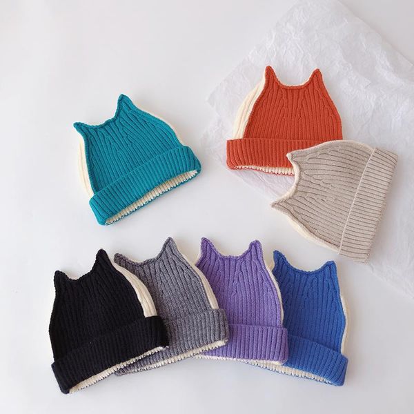 caps & hats autumn winter baby beanies lovely ear knitted for kids boys girls soft warm fashion contrast color children hat, Yellow 
caps & hats autumn winter baby beanies lovely ear knitted for kids boys girls soft warm fashion contrast color children hat, Yellow