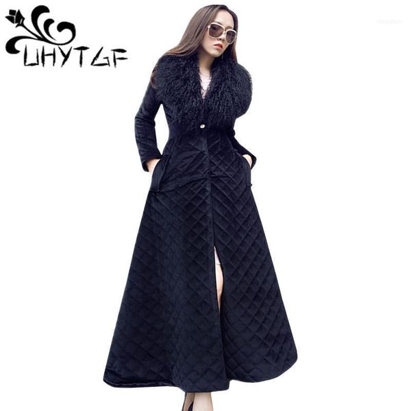 women's down & parkas uhytgf fashion spring autumn lattice female parka big fur collar pure color slim long cotton windbreaker coat wom, Black
women's down & parkas uhytgf fashion spring autumn lattice female parka big fur collar pure color slim long cotton windbreaker coat wom, Black