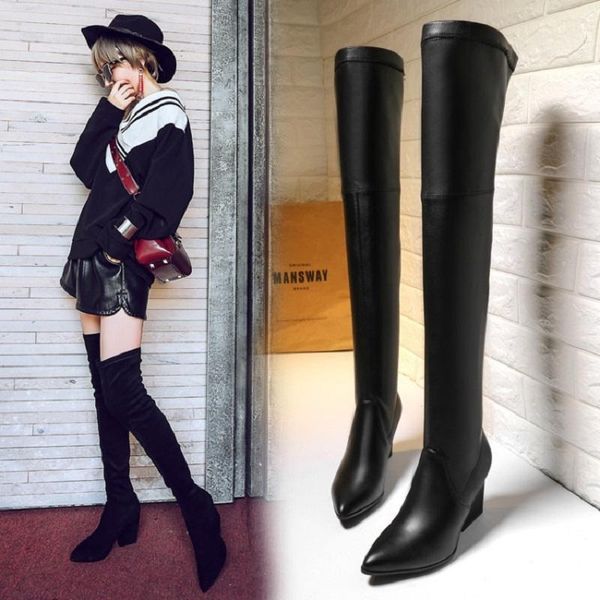 boots 2021 spring and autumn women's high-heeled knee pointed thick with elastic high tube rider single, Black
boots 2021 spring and autumn women's high-heeled knee pointed thick with elastic high tube rider single, Black