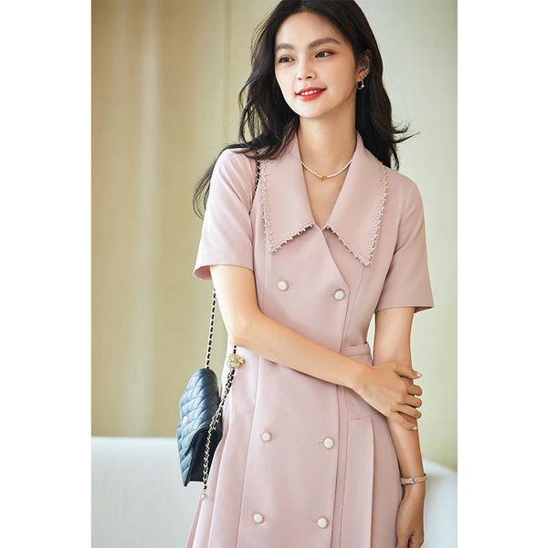 two piece dress double breasted suit with short sleeves, summer 2021, slim waist, professional style, pleated skirt, White
two piece dress double breasted suit with short sleeves, summer 2021, slim waist, professional style, pleated skirt, White