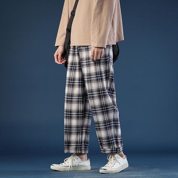 men's pants 2021 plaid men korean style casual checked trousers streetwear women fashion bottoms summer wide leg harajuku s-2xl, Black
men's pants 2021 plaid men korean style casual checked trousers streetwear women fashion bottoms summer wide leg harajuku s-2xl, Black