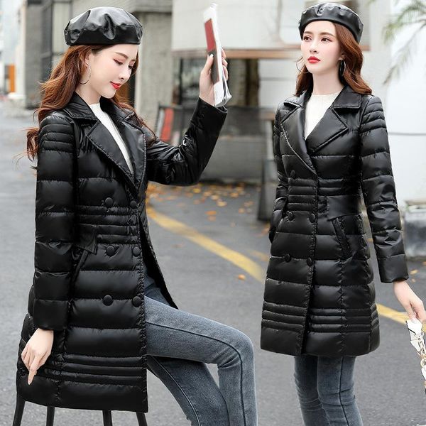 women's down & parkas 2021 winter bright face suit collar jacket medium and long thickened white duck solid color slim warm, Black
women's down & parkas 2021 winter bright face suit collar jacket medium and long thickened white duck solid color slim warm, Black