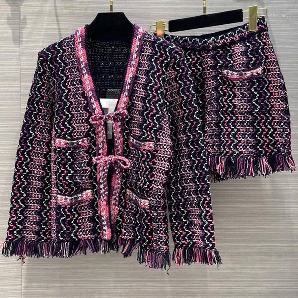 women's tracksuits tweed sets wave cut striped tassel cardig casual soft long sleeve sweater + button pocket shorts lady 2021, Gray
women's tracksuits tweed sets wave cut striped tassel cardig casual soft long sleeve sweater + button pocket shorts lady 2021, Gray