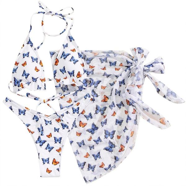 women 3pcs bikini set butterfly print halter triangle swimsuit with sarong two-piece suits
women 3pcs bikini set butterfly print halter triangle swimsuit with sarong two-piece suits