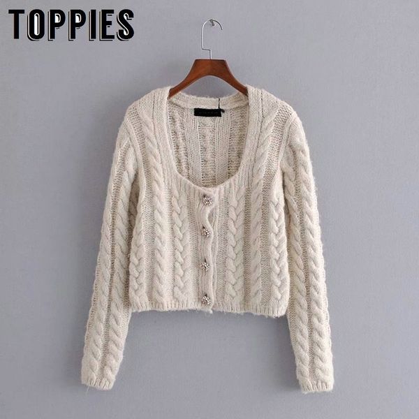 ies new diamond buttons knitted cardigan women beige square collar knit coat sweater 210412, White;black
ies new diamond buttons knitted cardigan women beige square collar knit coat sweater 210412, White;black