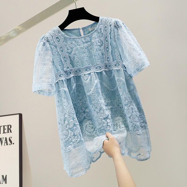 women's blouses & shirts superaen mesh embroidery lace patchwork loose short sleeve o neck summer casual blouse women, White
women's blouses & shirts superaen mesh embroidery lace patchwork loose short sleeve o neck summer casual blouse women, White