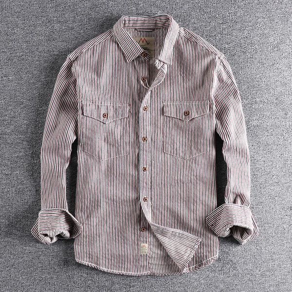 men's casual shirts men clothing 2021 fall/winter style old washed workwear shirt fashion retro striped long-sleeved, White;black
men's casual shirts men clothing 2021 fall/winter style old washed workwear shirt fashion retro striped long-sleeved, White;black