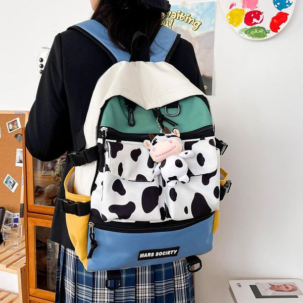 cute contrast design backpack large capacity waterproof nylon schoolbag for junior high school students
cute contrast design backpack large capacity waterproof nylon schoolbag for junior high school students