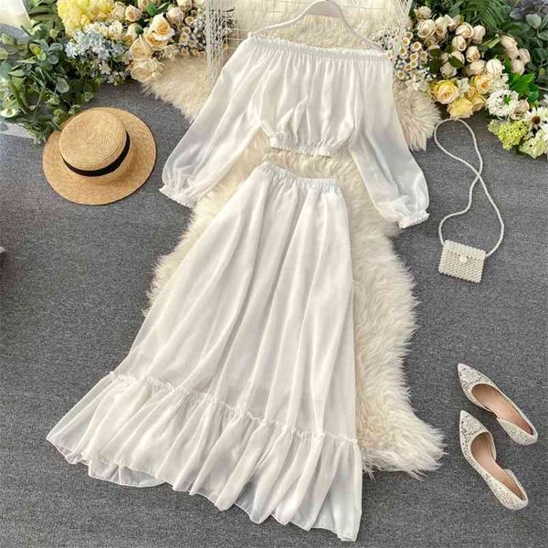 summer women's sets korean style pure color long-sleeved short cut-waist chiffon + stretch waist ruffled skirt qx863 210507, White
summer women's sets korean style pure color long-sleeved short cut-waist chiffon + stretch waist ruffled skirt qx863 210507, White