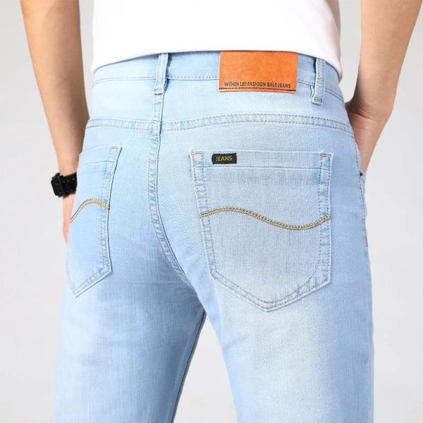 men's jeans 2021 brand style business casual slim fit elastic classic trousers sky blue pants male size 28-40
men's jeans 2021 brand style business casual slim fit elastic classic trousers sky blue pants male size 28-40
