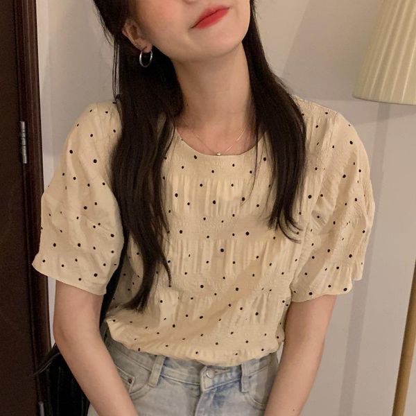 women's blouses & shirts korean chic puff sleeve women sweet polka dot vintage o neck female 2021 arrival blusas mujer clothes, White
women's blouses & shirts korean chic puff sleeve women sweet polka dot vintage o neck female 2021 arrival blusas mujer clothes, White