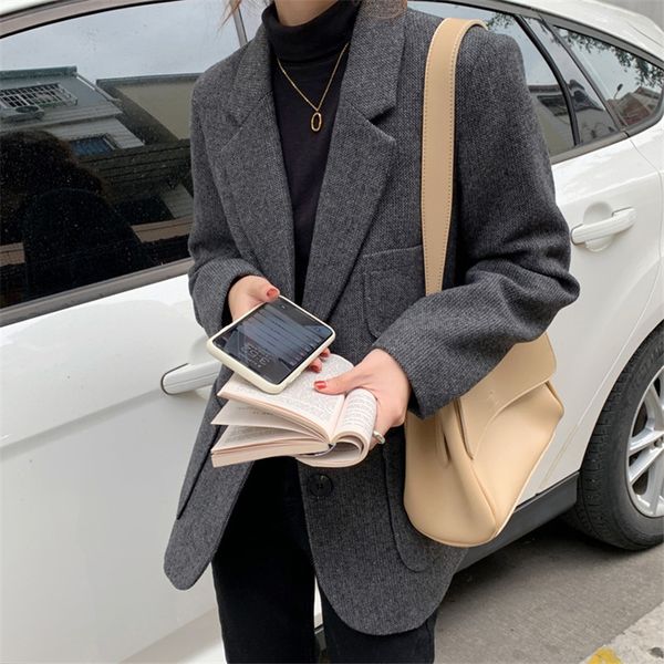 comelelegant vintage quilted woolen blazer jacket spring autumn winter notched women blazers loose suit coat 210515, White;black
comelelegant vintage quilted woolen blazer jacket spring autumn winter notched women blazers loose suit coat 210515, White;black