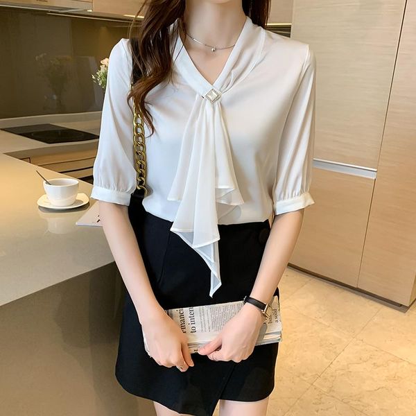 women's blouses & shirts women shirt chiffon ribbon womens short sleeve for 2021 fashion v-neck blouse woman clothing basic, White
women's blouses & shirts women shirt chiffon ribbon womens short sleeve for 2021 fashion v-neck blouse woman clothing basic, White