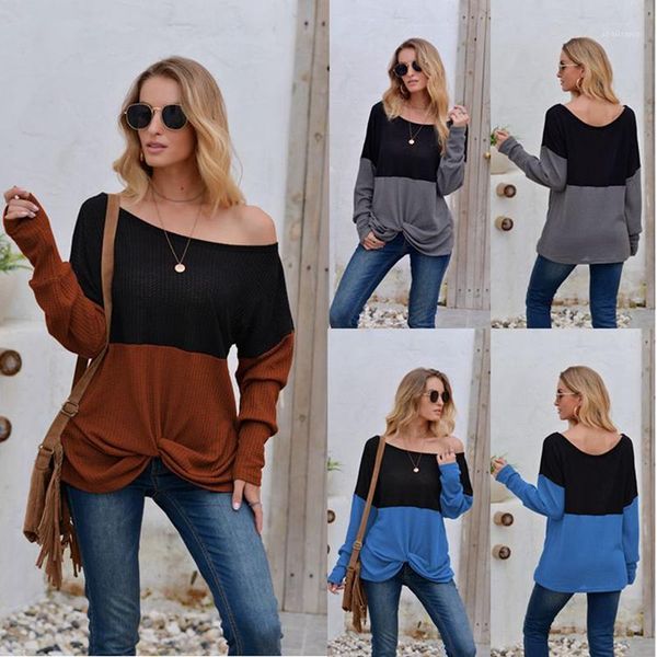 fashion o-neck long sleeve personality twist women's casual splicing color tee shirt, White
fashion o-neck long sleeve personality twist women's casual splicing color tee shirt, White