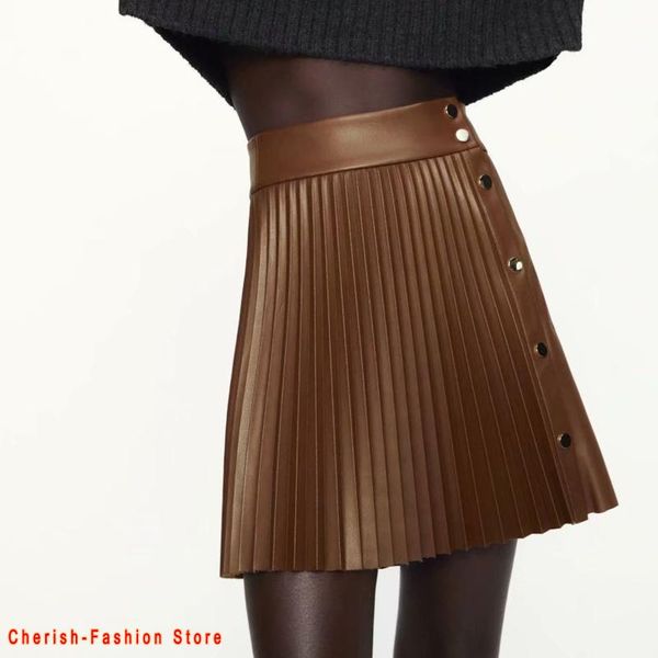 skirts lady high waist a-line above knee mini short brown skirt with button 2021 fashion women autumn winter pu faux leather, Black
skirts lady high waist a-line above knee mini short brown skirt with button 2021 fashion women autumn winter pu faux leather, Black