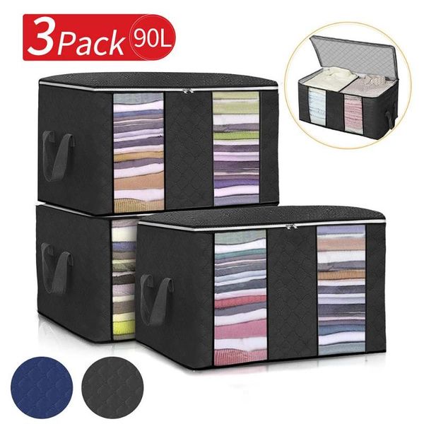3packs clothes storage bag non-woven fabric cloth quilt large-capacity home package blanket zipper organizing box bags
3packs clothes storage bag non-woven fabric cloth quilt large-capacity home package blanket zipper organizing box bags