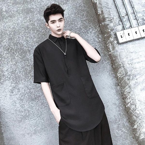 pullover shirt brand versatile fashion 5 / 4 sleeve arc short hem for men and korea men's casual shirts, White;black
pullover shirt brand versatile fashion 5 / 4 sleeve arc short hem for men and korea men's casual shirts, White;black