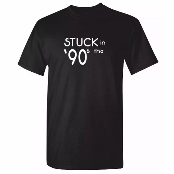 stuck in the 90s t shirt - funny 90's music cd retro tshirt clothing, White;black