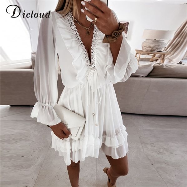 dicloud lace womens party dress elegant long sleeve ruffle chiffon white dress summer v neck ladies wedding clothing 2021, Black;gray
dicloud lace womens party dress elegant long sleeve ruffle chiffon white dress summer v neck ladies wedding clothing 2021, Black;gray