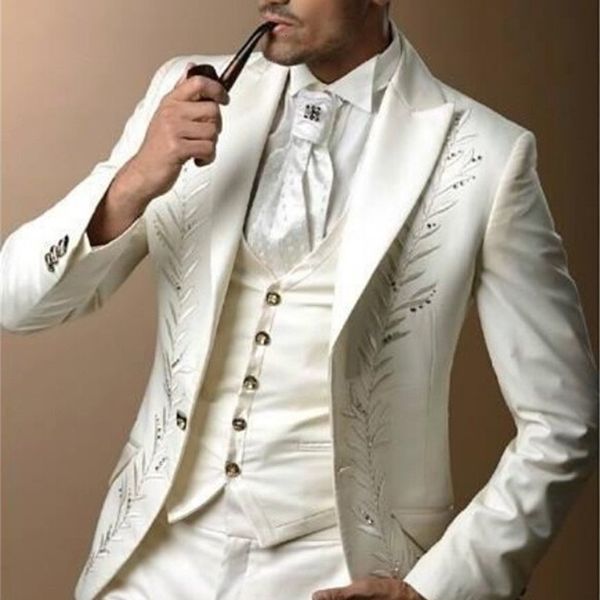 men's suits & blazers custom made groomsmen peak lapel groom tuxedos ivory men embroidery wedding/prom/dinner man blazer (jacket+p, White;black
men's suits & blazers custom made groomsmen peak lapel groom tuxedos ivory men embroidery wedding/prom/dinner man blazer (jacket+p, White;black