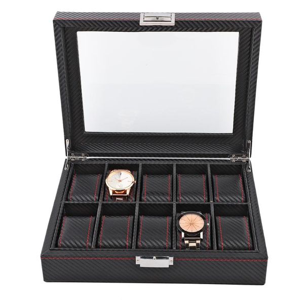 watch boxes & cases 10 grids slots storage box carbon fiber jewelry display case organizer holder for men women watchmaker black, Black;blue
watch boxes & cases 10 grids slots storage box carbon fiber jewelry display case organizer holder for men women watchmaker black, Black;blue