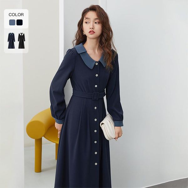 casual dresses fansilanen office lady vintage long black dress women sleeve patchwork elegant blue spring slim belt, Black;gray
casual dresses fansilanen office lady vintage long black dress women sleeve patchwork elegant blue spring slim belt, Black;gray