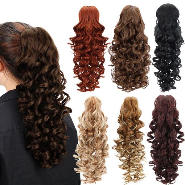 synthetic wigs beauty 18" claw clip in ponytail hair brown curly fake pony tail drawstring wrap around, Black
synthetic wigs beauty 18" claw clip in ponytail hair brown curly fake pony tail drawstring wrap around, Black