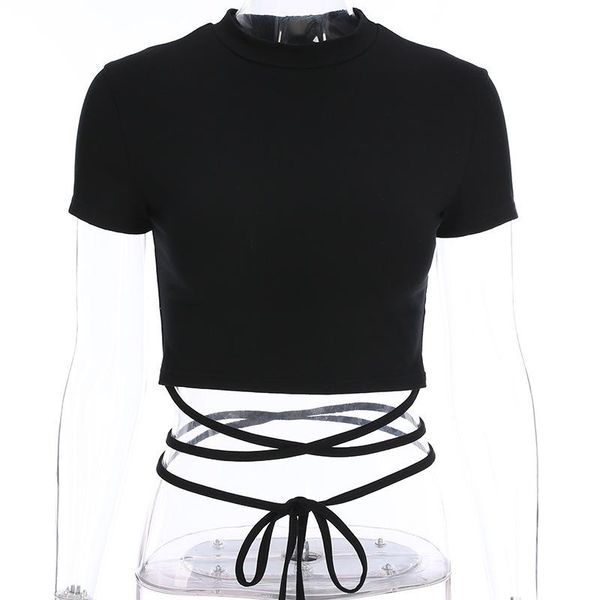 women's crop t-shirt solid color fashionable crossed waist strap slim tees female sports wear fitness dancing clothes, White
women's crop t-shirt solid color fashionable crossed waist strap slim tees female sports wear fitness dancing clothes, White