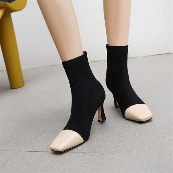 boots pxelena vogue fashion 2021 autumn winter ankle women high heels patchwork flock stretch square toe large size 34-45, Black
boots pxelena vogue fashion 2021 autumn winter ankle women high heels patchwork flock stretch square toe large size 34-45, Black