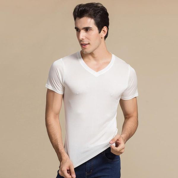 men's t-shirts 2021 summer silk v-neck short sleeve t-shirt mulberry double knitted 21-925, White;black
men's t-shirts 2021 summer silk v-neck short sleeve t-shirt mulberry double knitted 21-925, White;black