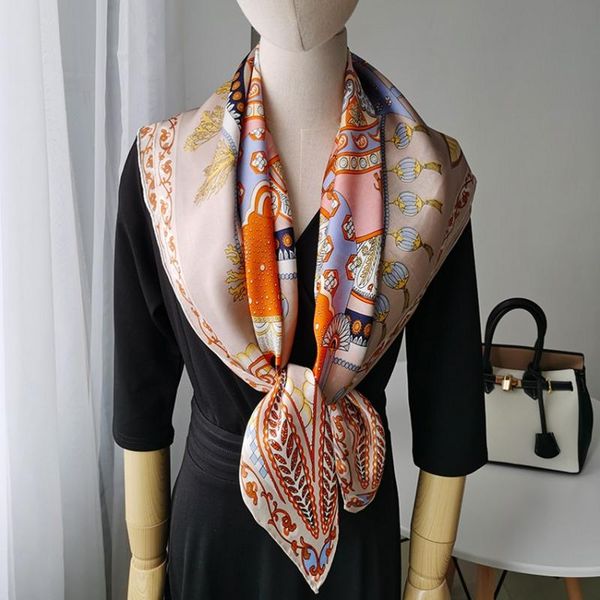 scarves women's 100% pure silk 12mm satin printed big square scarf wrap kerchief 88cm 34.5" wx007-2, Blue;gray
scarves women's 100% pure silk 12mm satin printed big square scarf wrap kerchief 88cm 34.5" wx007-2, Blue;gray