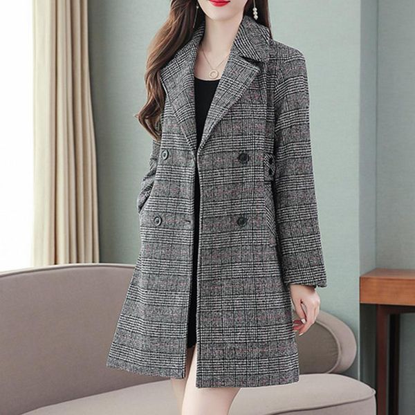 women's jackets 2021 style female overcoat autumn long shirts plaid turn-down collar sleeve woolen coat for women, Black;brown
women's jackets 2021 style female overcoat autumn long shirts plaid turn-down collar sleeve woolen coat for women, Black;brown
