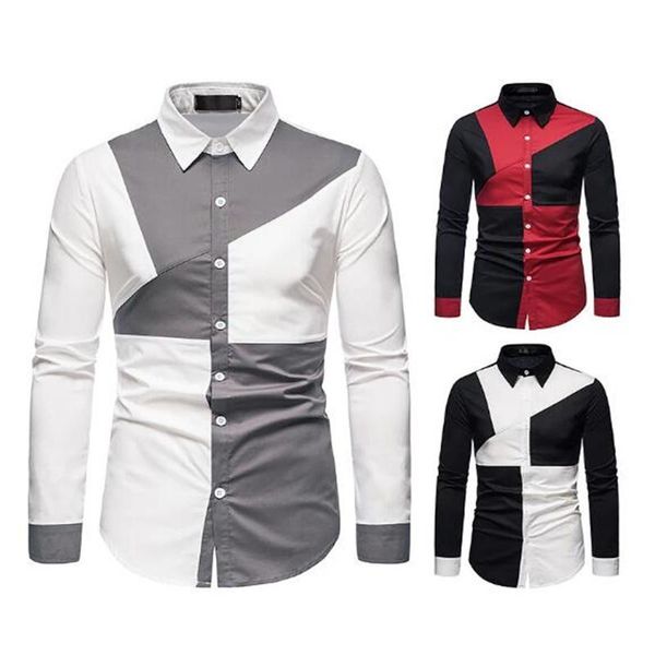 men's casual shirts 2021 spring and autumn trend splicing long-sleeved shirt european size western denim slim fit social dress, White;black
men's casual shirts 2021 spring and autumn trend splicing long-sleeved shirt european size western denim slim fit social dress, White;black