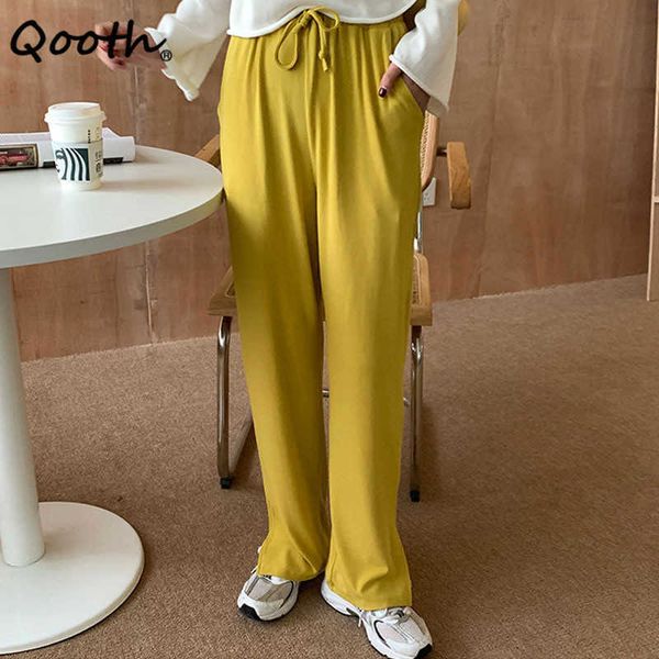 qooth drape split wide leg pant's straight loose casual trousers spring autumn all match high waist solid qt691 210609, Black;white
qooth drape split wide leg pant's straight loose casual trousers spring autumn all match high waist solid qt691 210609, Black;white