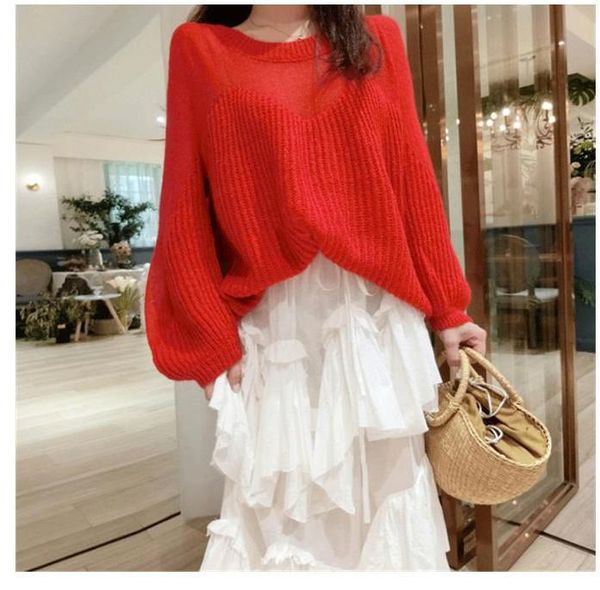 women's sweaters spring autumn and winter fairy soft waxy sweater gentle feeling full of lazy wind loose thin lantern sleeve women, White;black
women's sweaters spring autumn and winter fairy soft waxy sweater gentle feeling full of lazy wind loose thin lantern sleeve women, White;black