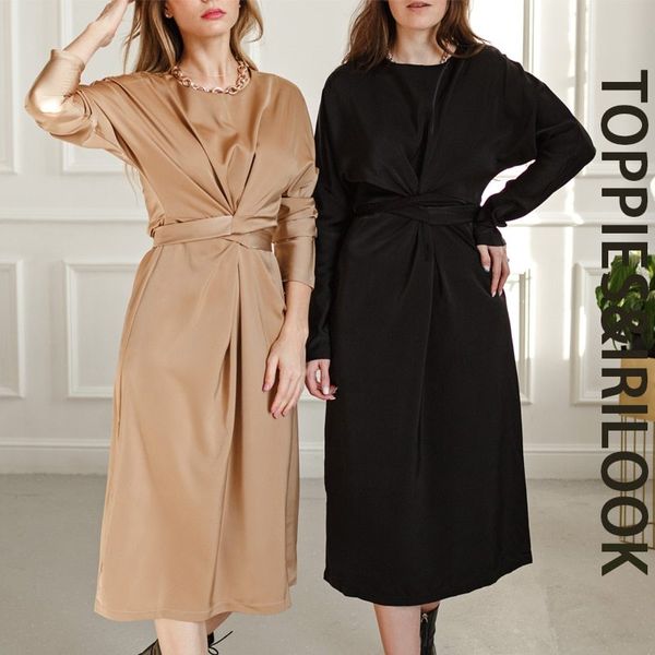 ies spring women satin dress long sleeve solid casual dress elegant ladies party vestidos 210412, Black;gray
ies spring women satin dress long sleeve solid casual dress elegant ladies party vestidos 210412, Black;gray