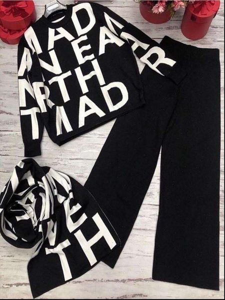 high street womens tracksuits women knitted 3 piece set fall winter letter print loose sweater shawl scarf wide leg pants, Gray
high street womens tracksuits women knitted 3 piece set fall winter letter print loose sweater shawl scarf wide leg pants, Gray