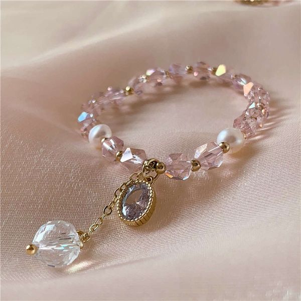 pink crystal bracelet women's niche design simple hand decoration temperament peach blossom baroque pearl, Black
pink crystal bracelet women's niche design simple hand decoration temperament peach blossom baroque pearl, Black