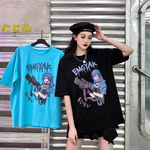women's t-shirt summer korean of harajuku style cartoon print loose o neck short sleeve women, White
women's t-shirt summer korean of harajuku style cartoon print loose o neck short sleeve women, White