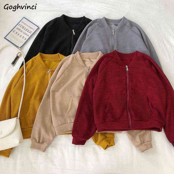 women basic jackets solid stand collar pockets students leisure zip-up all-match korean style womens coats outwear chic ins, Black;brown
women basic jackets solid stand collar pockets students leisure zip-up all-match korean style womens coats outwear chic ins, Black;brown