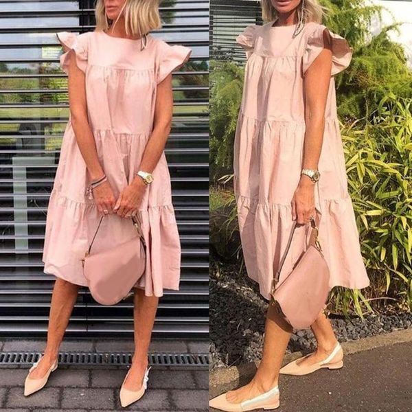 casual dresses women solid color o neck ruffled short sleeve large hem a line midi dress women's clothing summer female vestidos, Black;gray
casual dresses women solid color o neck ruffled short sleeve large hem a line midi dress women's clothing summer female vestidos, Black;gray