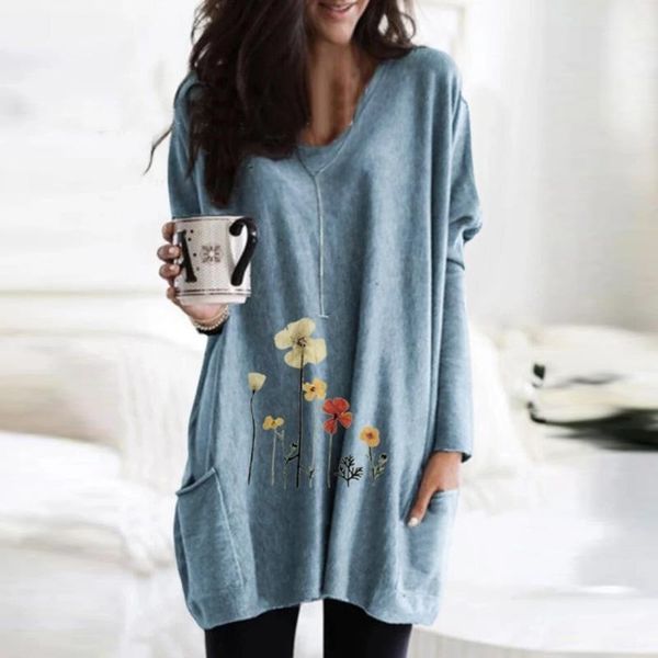 women's t-shirt flower printed t plus size women tee shirt femme pocket long sleeve round neck oversized koszulka damska1 x26e, White
women's t-shirt flower printed t plus size women tee shirt femme pocket long sleeve round neck oversized koszulka damska1 x26e, White