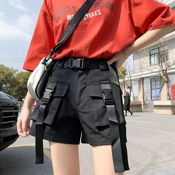 high waisted summer fashion women short plus size streetwear casual cargo with belt pockets jogging, White;black
high waisted summer fashion women short plus size streetwear casual cargo with belt pockets jogging, White;black