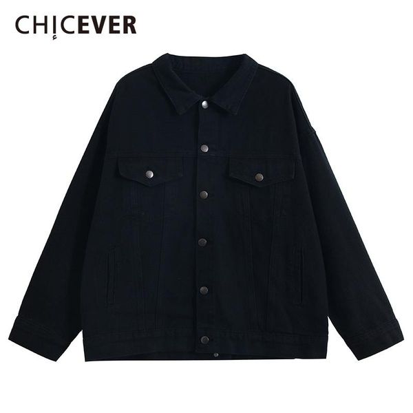 women's jackets chicever minimalist black loose women's jacket lapel long sleeve patchwork pockets casual straight denim women coat, Black;brown
women's jackets chicever minimalist black loose women's jacket lapel long sleeve patchwork pockets casual straight denim women coat, Black;brown