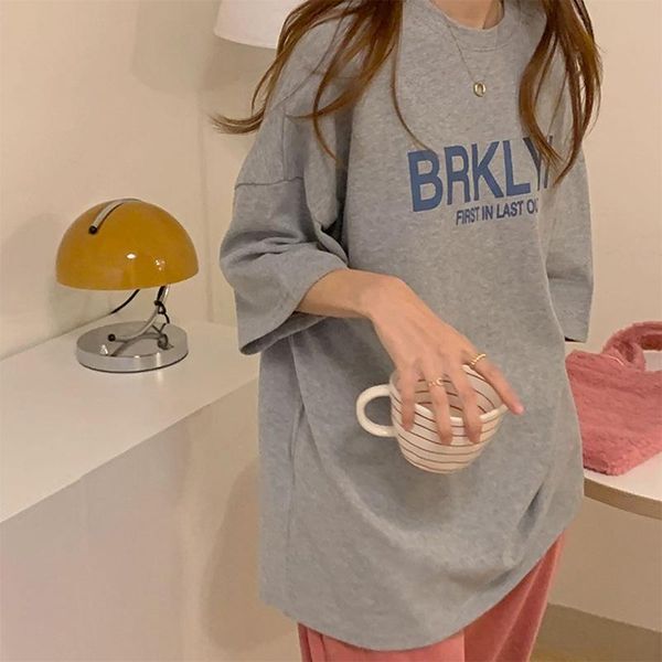 women's t-shirt short sleeve summer wear 2021 trend letter cotton t-shirt, loose korean round neck half top, White
women's t-shirt short sleeve summer wear 2021 trend letter cotton t-shirt, loose korean round neck half top, White