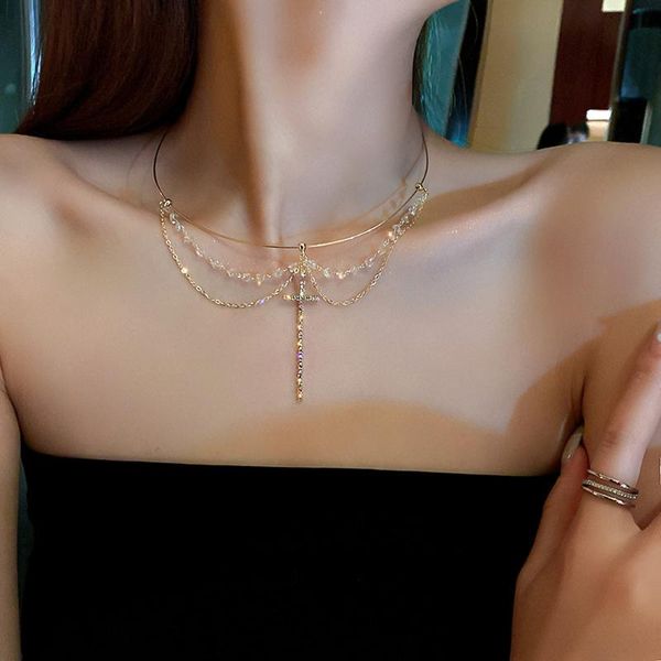 chokers elegant cross pendant rhinestone adjustable collar necklace open choker fashion jewelry clavicle chain, Golden;silver
chokers elegant cross pendant rhinestone adjustable collar necklace open choker fashion jewelry clavicle chain, Golden;silver