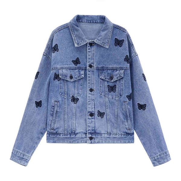 women's jackets spring and autumn korean version of heavy industry embroidered butterfly denim female jacket casual 21ks, Black;brown
women's jackets spring and autumn korean version of heavy industry embroidered butterfly denim female jacket casual 21ks, Black;brown